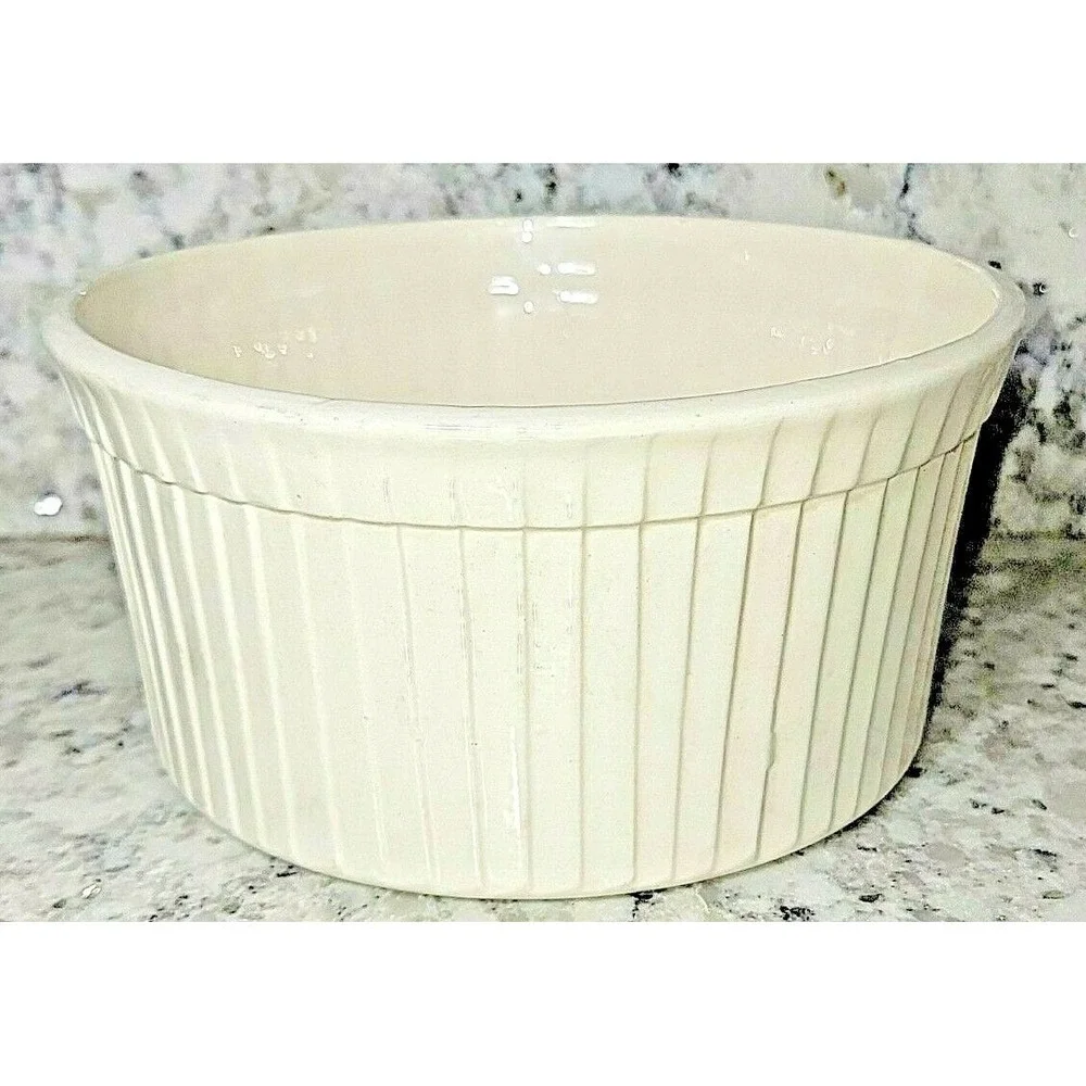 Vintage Stangl Cookrite Ovenware 1 QT Ribbed Serving Bowl Cream Ceramic Heritage